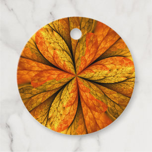 Autumn Plant, Modern Abstract Fractal Leaf Custom Favour Tags