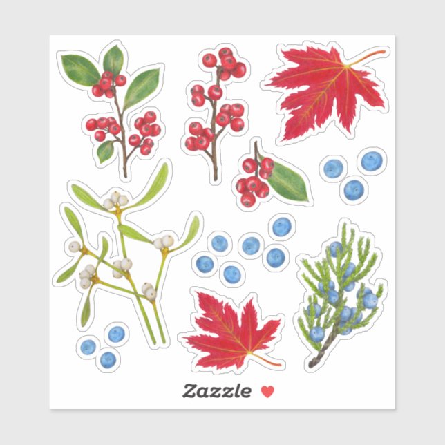 Autumn Plants Leaves Berries Botanical Holiday (Sheet)