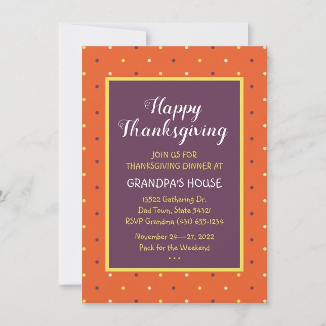Autumn Polka Dots Custom Invitation (Front)