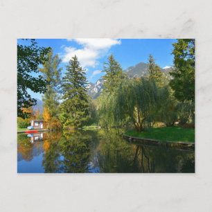Autumn pond idyll postcard