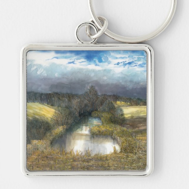 autumn pond key ring (Front)