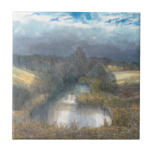 autumn pond tile