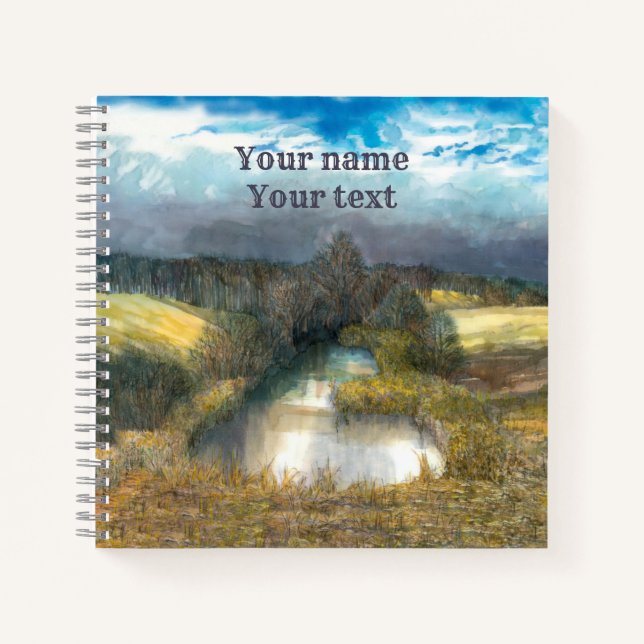 autumn pond watercolor notebook (Front)