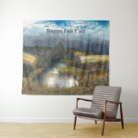 Autumn pond watercolor painting