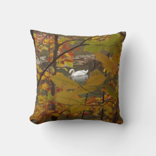 Autumn Pond with Swan Cushion