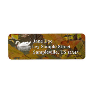 Autumn Pond with Swan Return Address Label