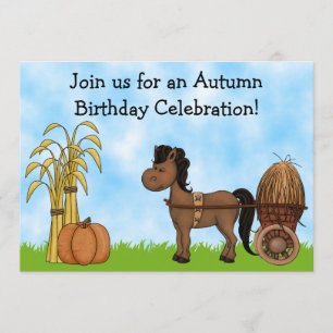 Autumn Pony Birthday Invitation - Boys