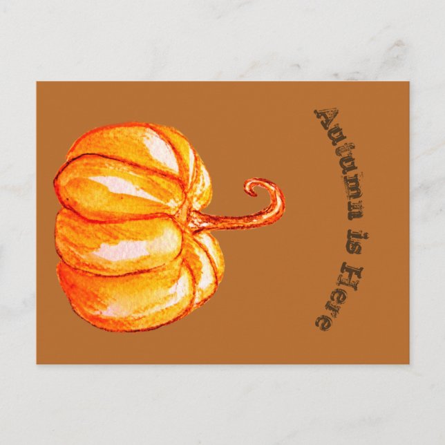 Autumn  Postcard with Pumpkin (Front)