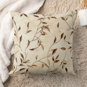 Autumn Pressed Leaf in Brown Gold and Olive Cushion