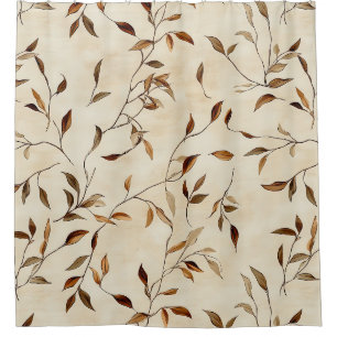 Autumn Pressed Leaf in Brown Gold and Olive Shower Curtain
