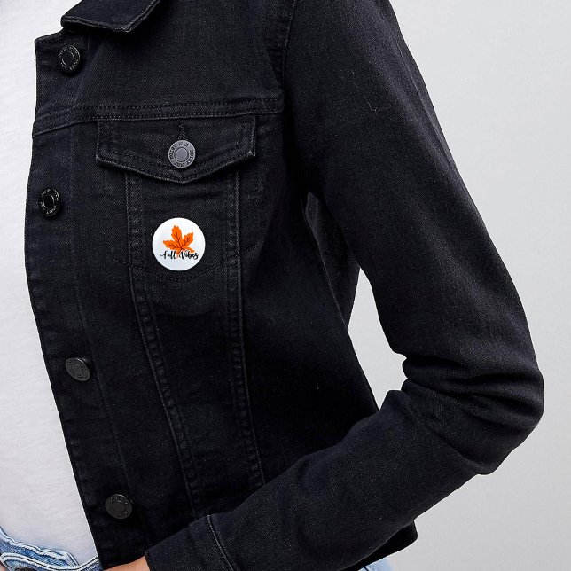 Autumn Print "Fall Vibes" And Maple Leaf 3 Cm Round Badge (Creator Uploaded)
