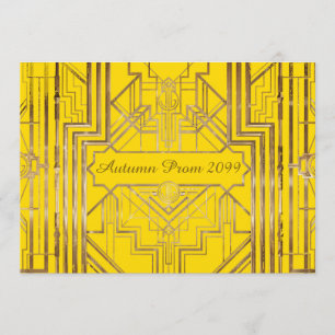 Autumn Prom invitation, gold, Buttercup, Gatsby V3 Invitation