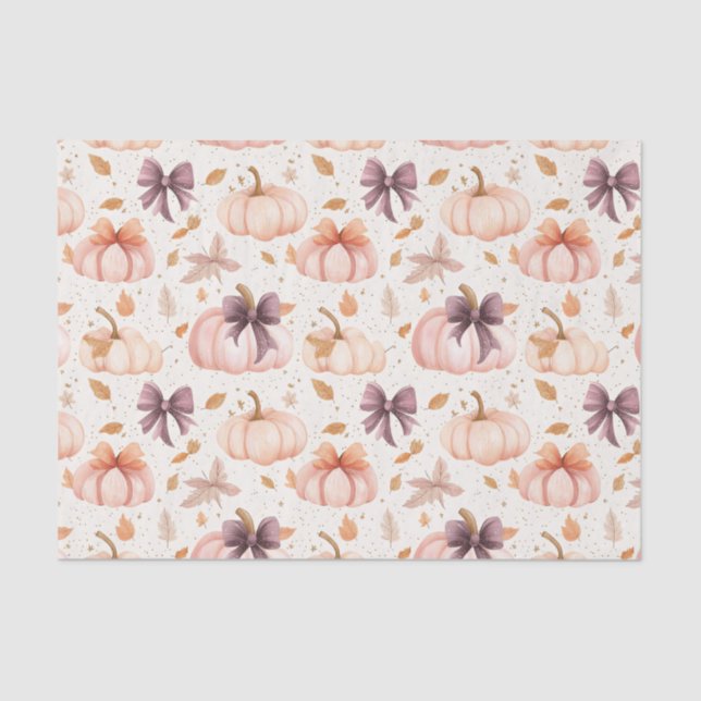 Autumn Pumpkin and Bows Fall Decoupage Tissue Paper (Front)