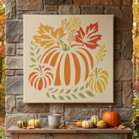 Autumn Pumpkin And Falling Leaves Seamless Pattern