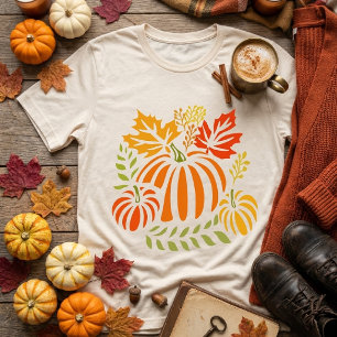 Autumn Pumpkin And Falling Leaves Tri-Blend Shirt