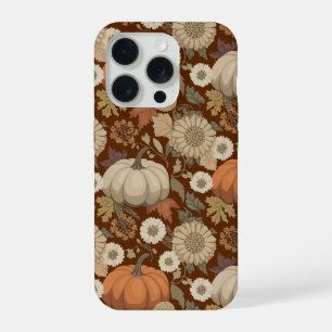 Autumn Pumpkin and Floral Pattern Warm Fall iPhone 15 Pro Case