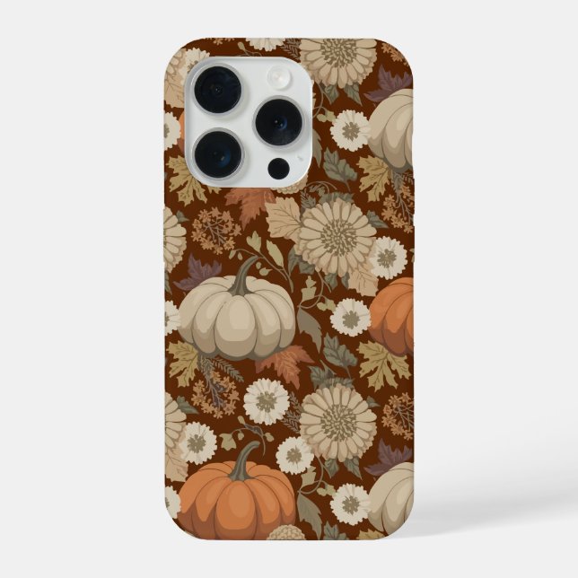 Autumn Pumpkin and Floral Pattern Warm Fall iPhone Case (Back)