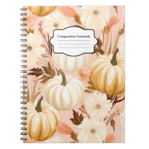 Autumn Pumpkin and Flowers Composition Notebook