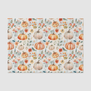 Autumn Pumpkin and Flowers Fall Decoupage Tissue Paper