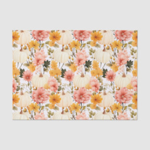 Autumn Pumpkin and Flowers Fall Decoupage Tissue Paper