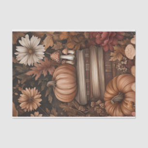 Autumn Pumpkin and Flowers Fall Decoupage Tissue Paper