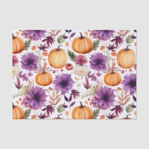 Autumn Pumpkin and Flowers Fall Decoupage Tissue Paper