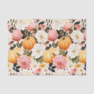 Autumn Pumpkin and Flowers Fall Decoupage Tissue Paper