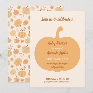 Autumn Pumpkin and Leaf Pastel Baby Shower Invitation