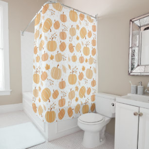 Autumn Pumpkin and Leaf Pastel Pattern Shower Curtain