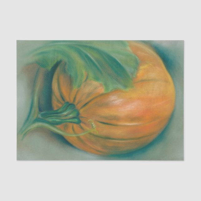 Autumn Pumpkin and Leaf Pastel Thanksgiving Tissue Paper (Front)