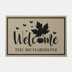 Autumn Pumpkin and Oak Leaf Doormat