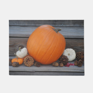Autumn Pumpkin and Pinecones Doormat