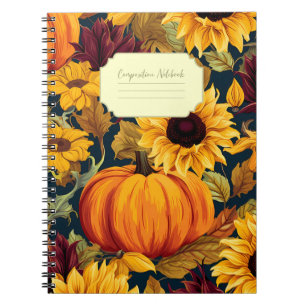 Autumn Pumpkin and Sunflower Composition Notebook