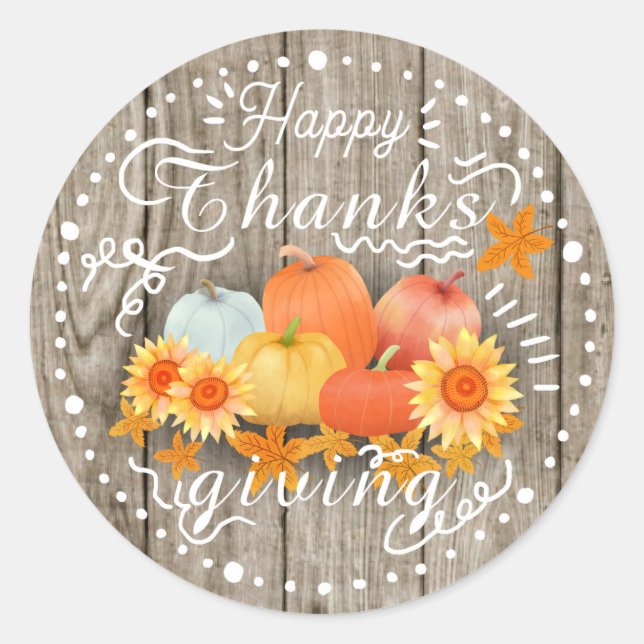 Autumn Pumpkin Ash Pine Classic Round Sticker (Front)