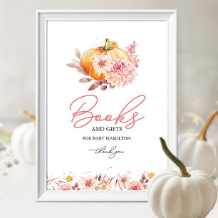 Autumn Pumpkin Baby Shower Books and Gifts Sign