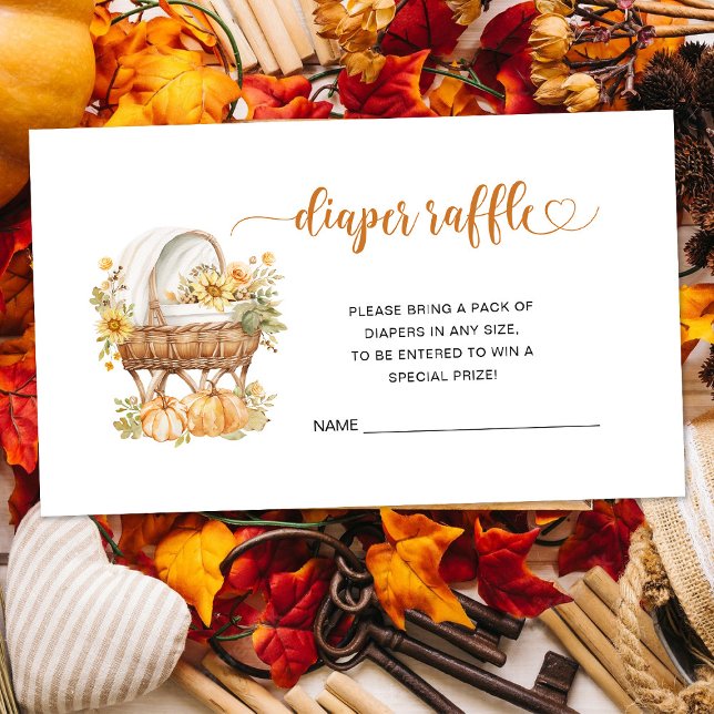 Autumn Pumpkin Baby Shower Diaper Raffle Enclosure Card (Creator Uploaded)
