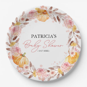 Autumn Pumpkin Baby Shower Personalised Paper Plate