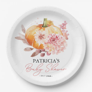Autumn Pumpkin Baby Shower Personalised Paper Plate