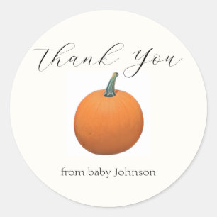 Autumn Pumpkin Baby Shower Thank You Classic Round Sticker