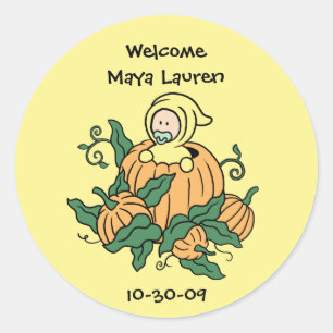 Autumn Pumpkin Baby Sticker - Baby Shower