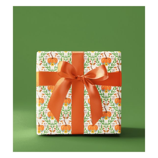Autumn Pumpkin Botanical Design Wrapping Paper (Creator Uploaded)