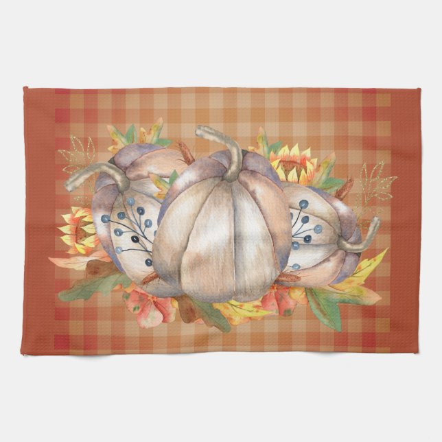 Autumn Pumpkin Bouquet Tea Towel (Horizontal)