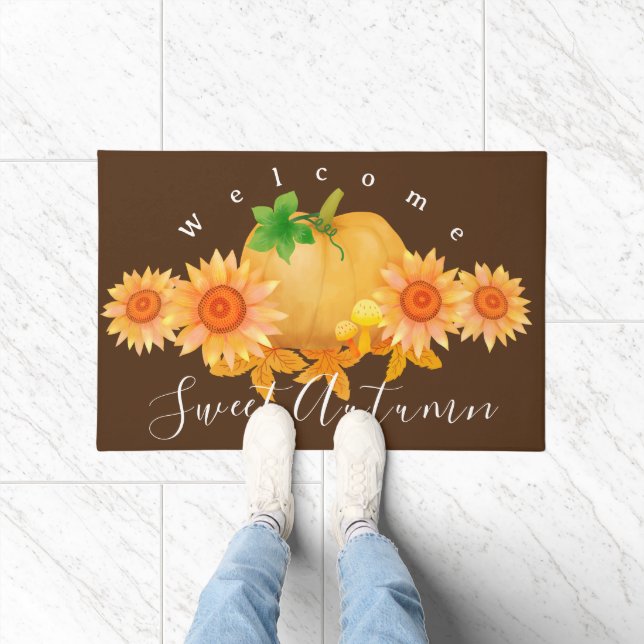 Autumn Pumpkin Brown Doormat (Indoor)