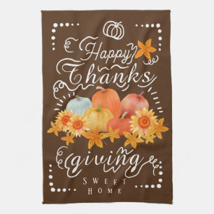 Autumn Pumpkin Brown Tea Towel
