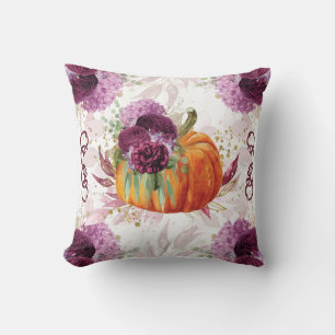Autumn Pumpkin Burgundy Flower details Cushion