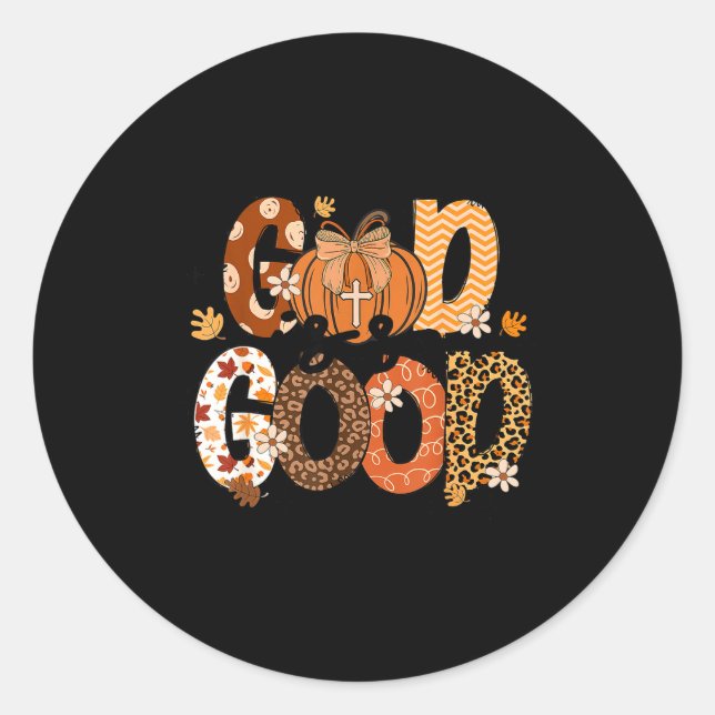 Autumn Pumpkin Christian Thanksgiving Faith God Is Classic Round Sticker (Front)