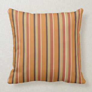 Autumn Pumpkin Colour with Pumpkin Spice Stripes Cushion