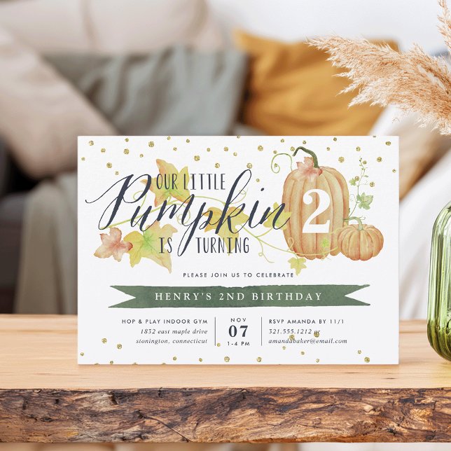 Autumn Pumpkin Custom Age Birthday Party Invitation (Creator Uploaded)