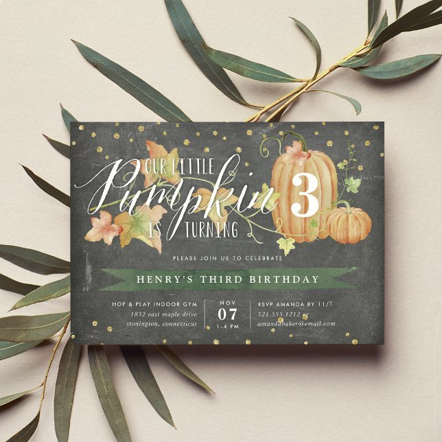 Autumn Pumpkin Custom Age Birthday Party Invitation (Creator Uploaded)