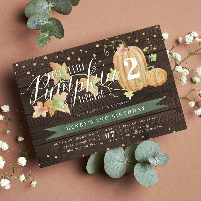 Autumn Pumpkin Custom Age Birthday Party Invitation (Creator Uploaded)